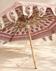 Pink Jaipur Motif Wooden Parasol