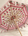 Pink Jaipur Motif Wooden Parasol