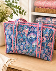 Blue Patchwork Midi Tote