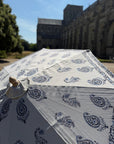 Jaipur Blue - Block Print, Wooden Parasol 2m