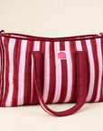 Burgundy Stripe Large Tote