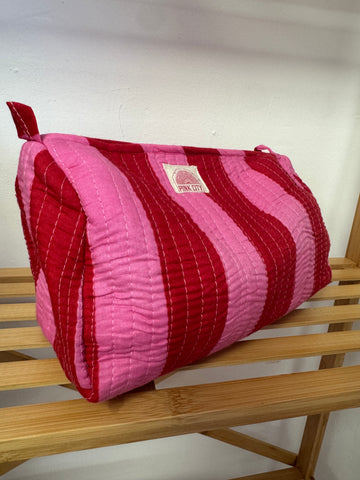 Pink & Red Stripe Set of 3 washbags image 0