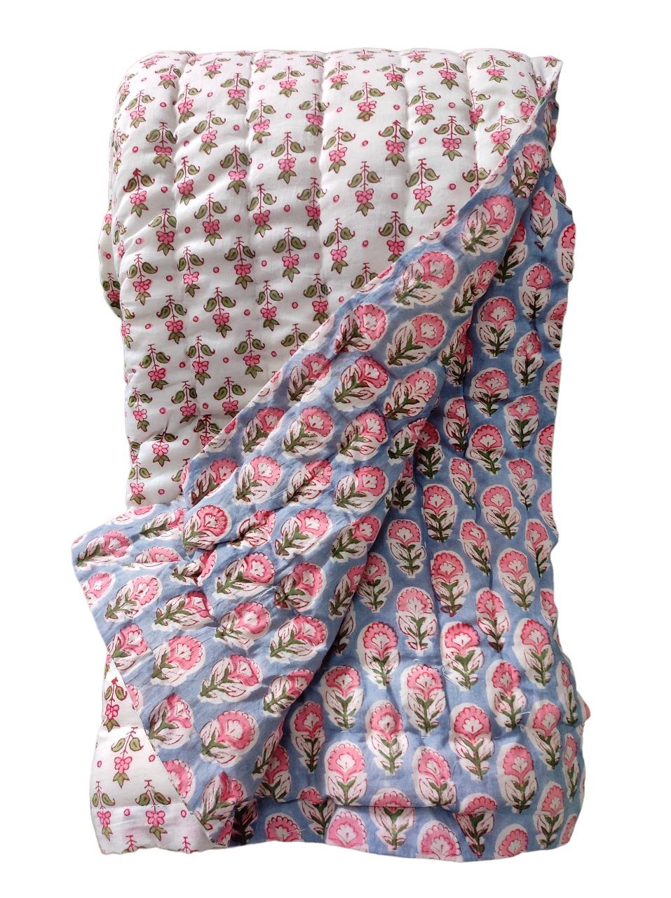 Lilac and Pink Floral Quilted Blanket image 0