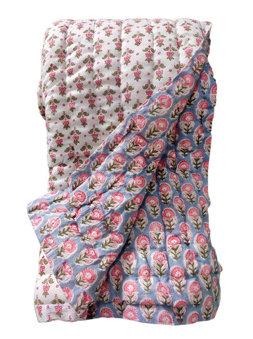 Lilac and Pink Floral Quilted Blanket image 0