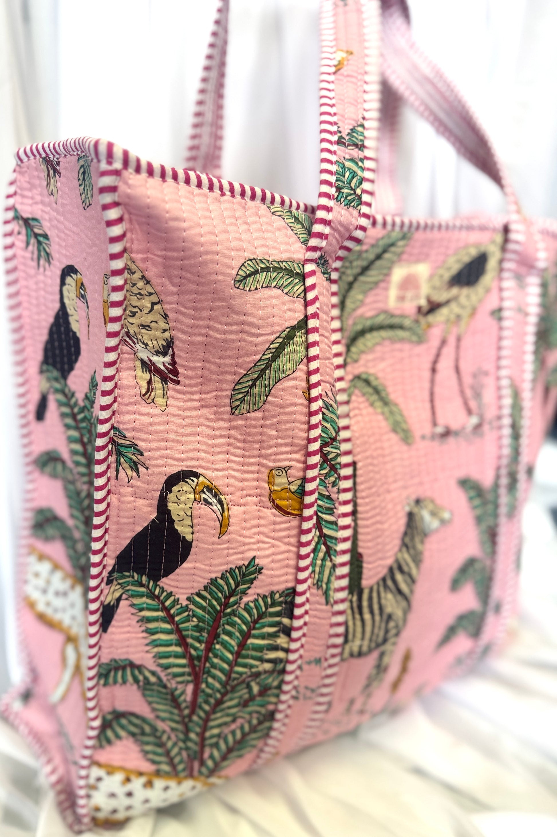 Zipped Pink Jungle Tote image 1
