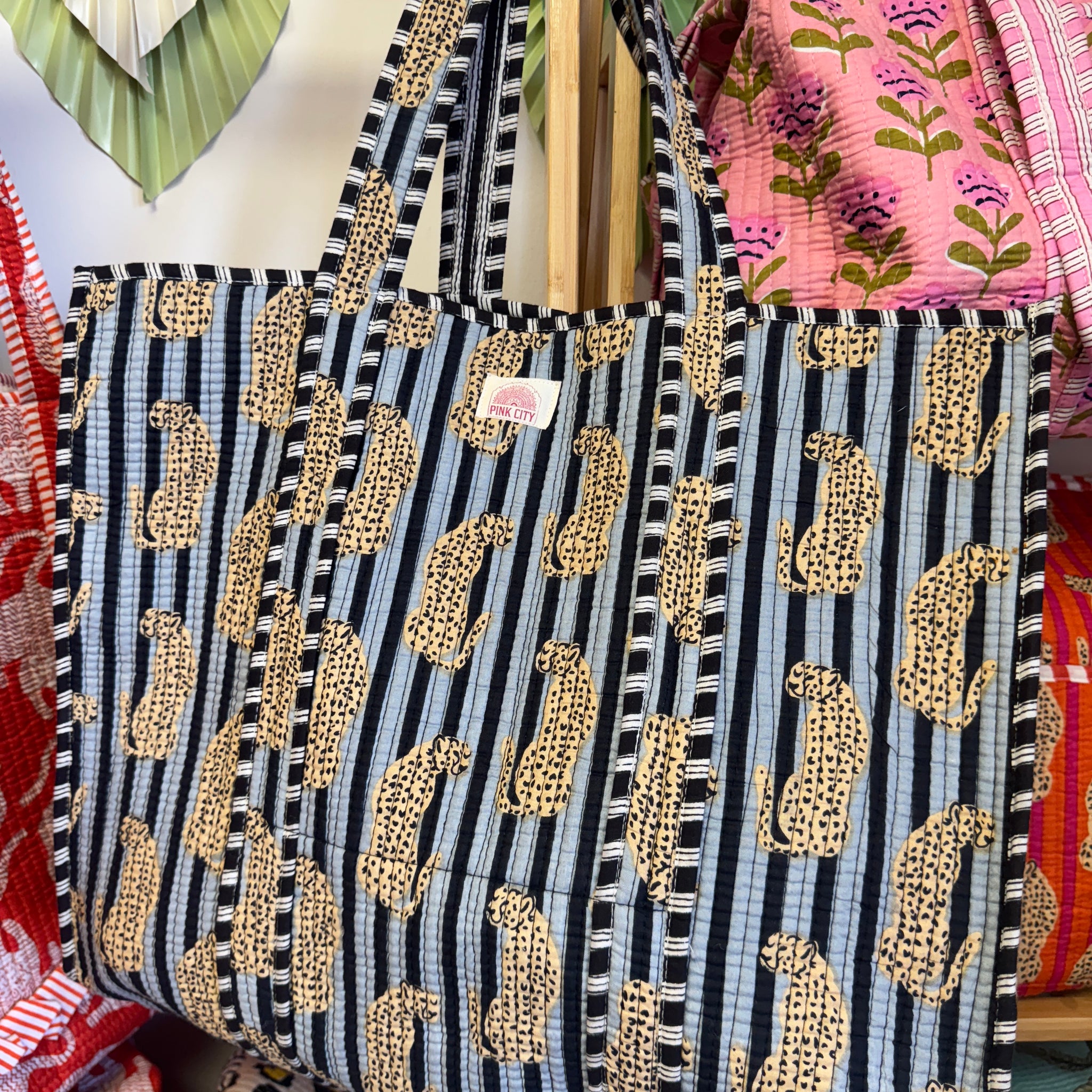 Grey & Black Striped Cheetah Tote image 0