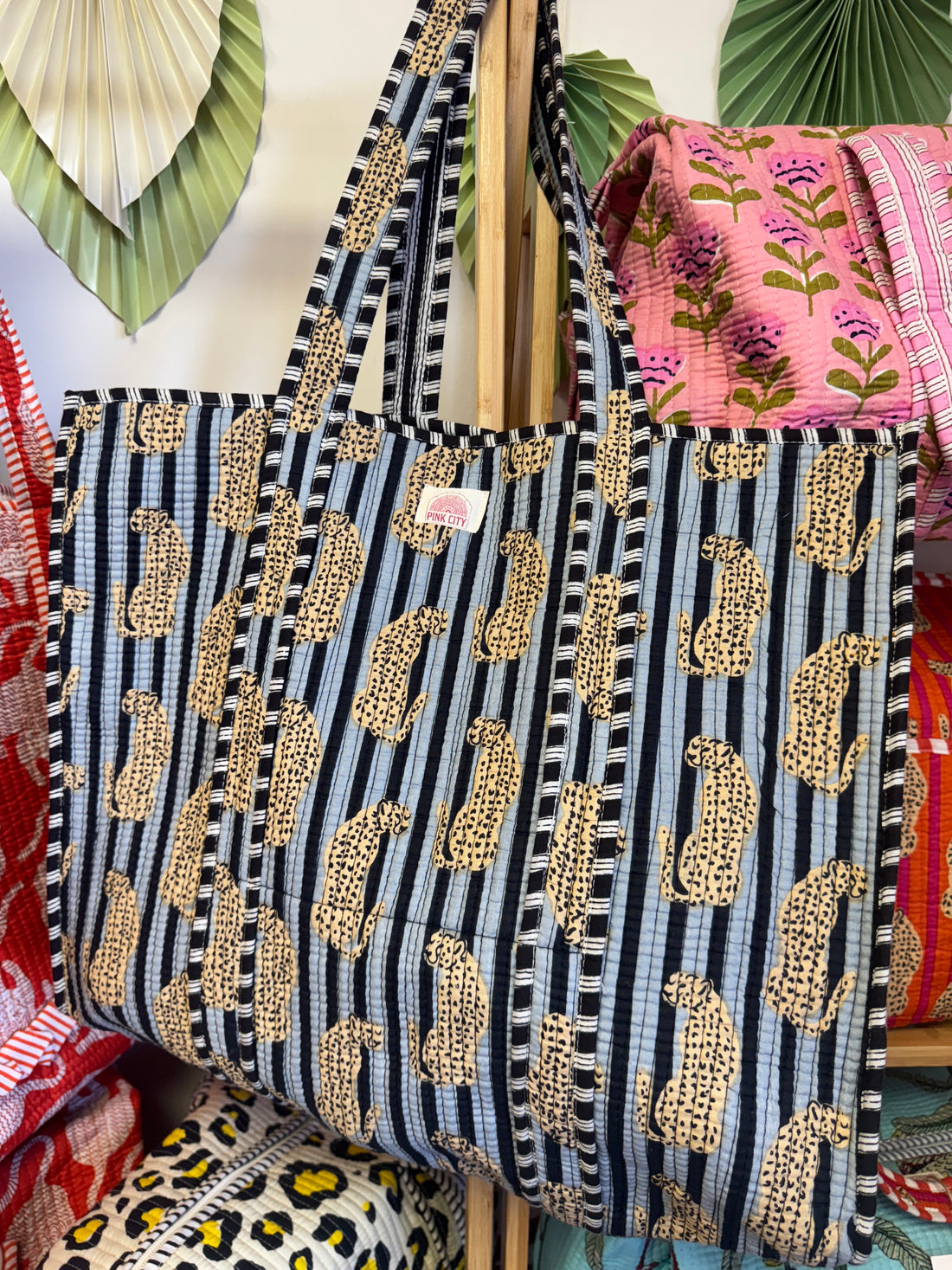 Grey & Black Striped Cheetah Tote image 0