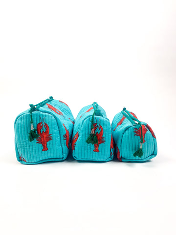 Blue Lobster Set of 3 Washbags