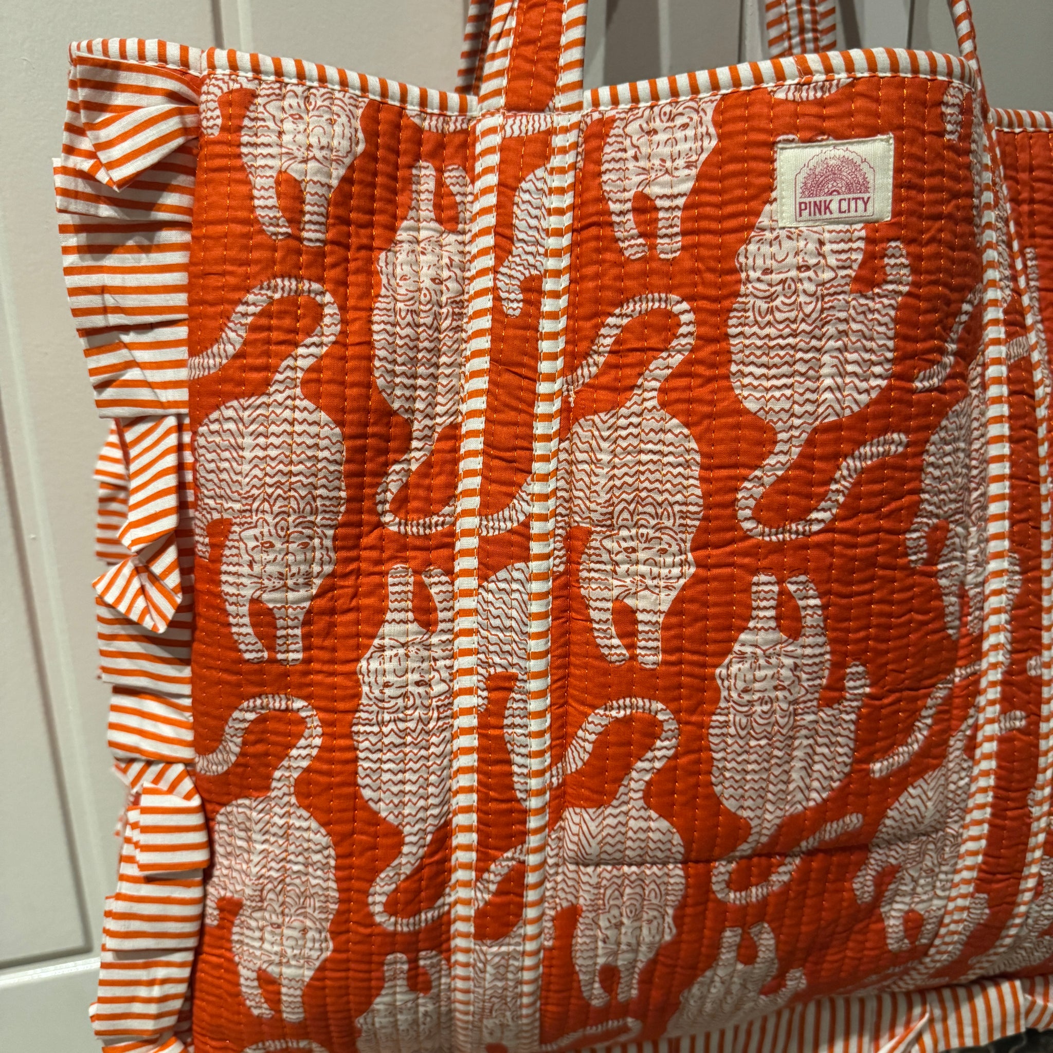 Pink City - Orange Flame Frill Tote