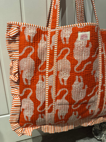 Pink City - Orange Flame Frill Tote