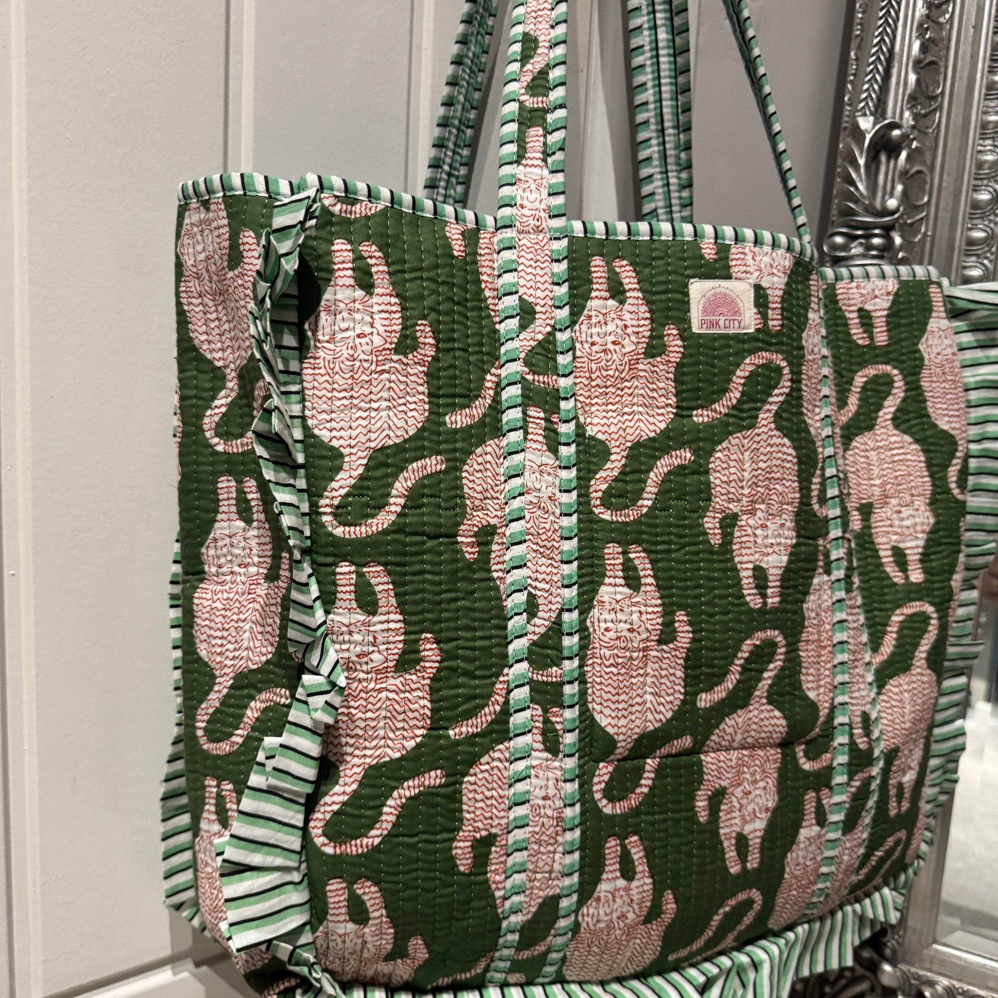 Olive Jungle Tiger Frill Tote  image 0
