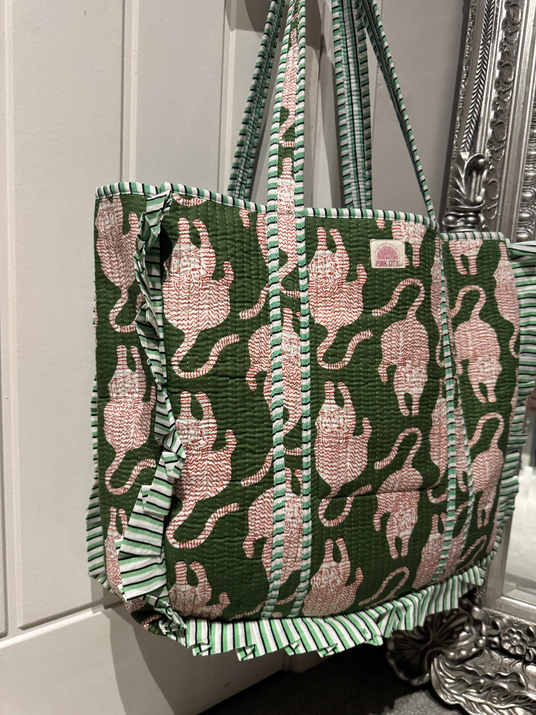 Olive Jungle Tiger Frill Tote  image 0