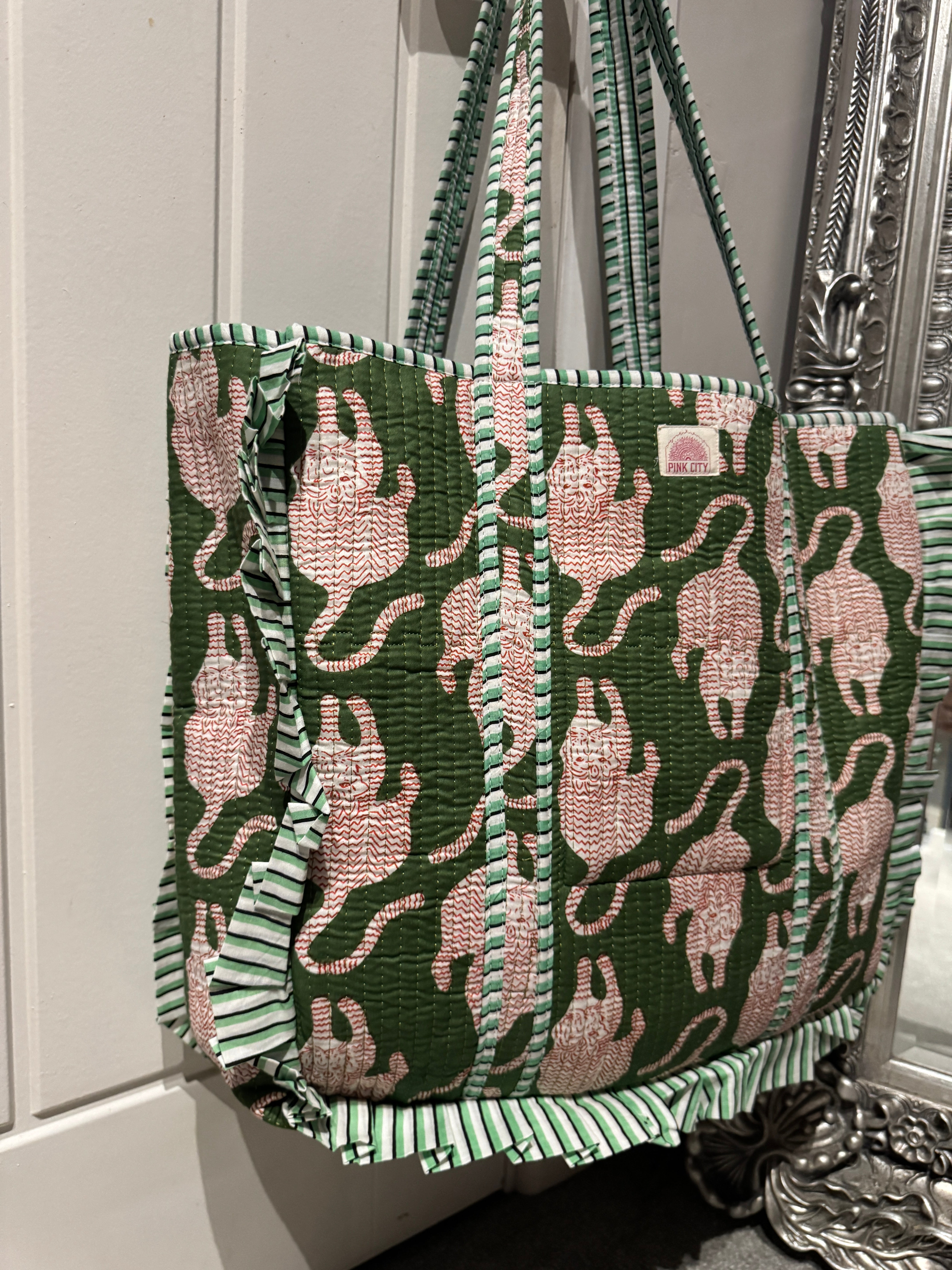 Olive Jungle Tiger Frill Tote  image 0