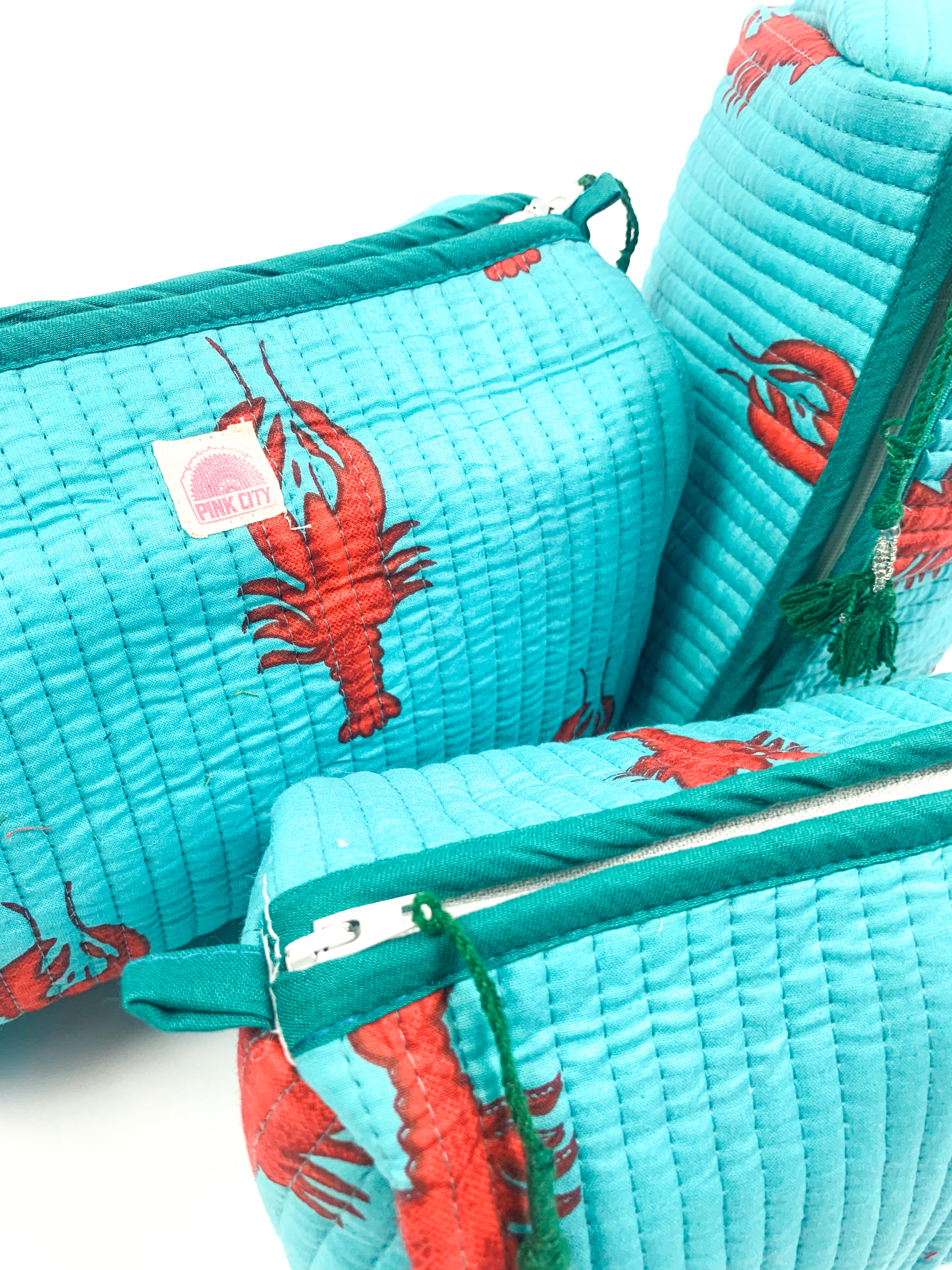 Blue Lobster Set of 3 Washbags
