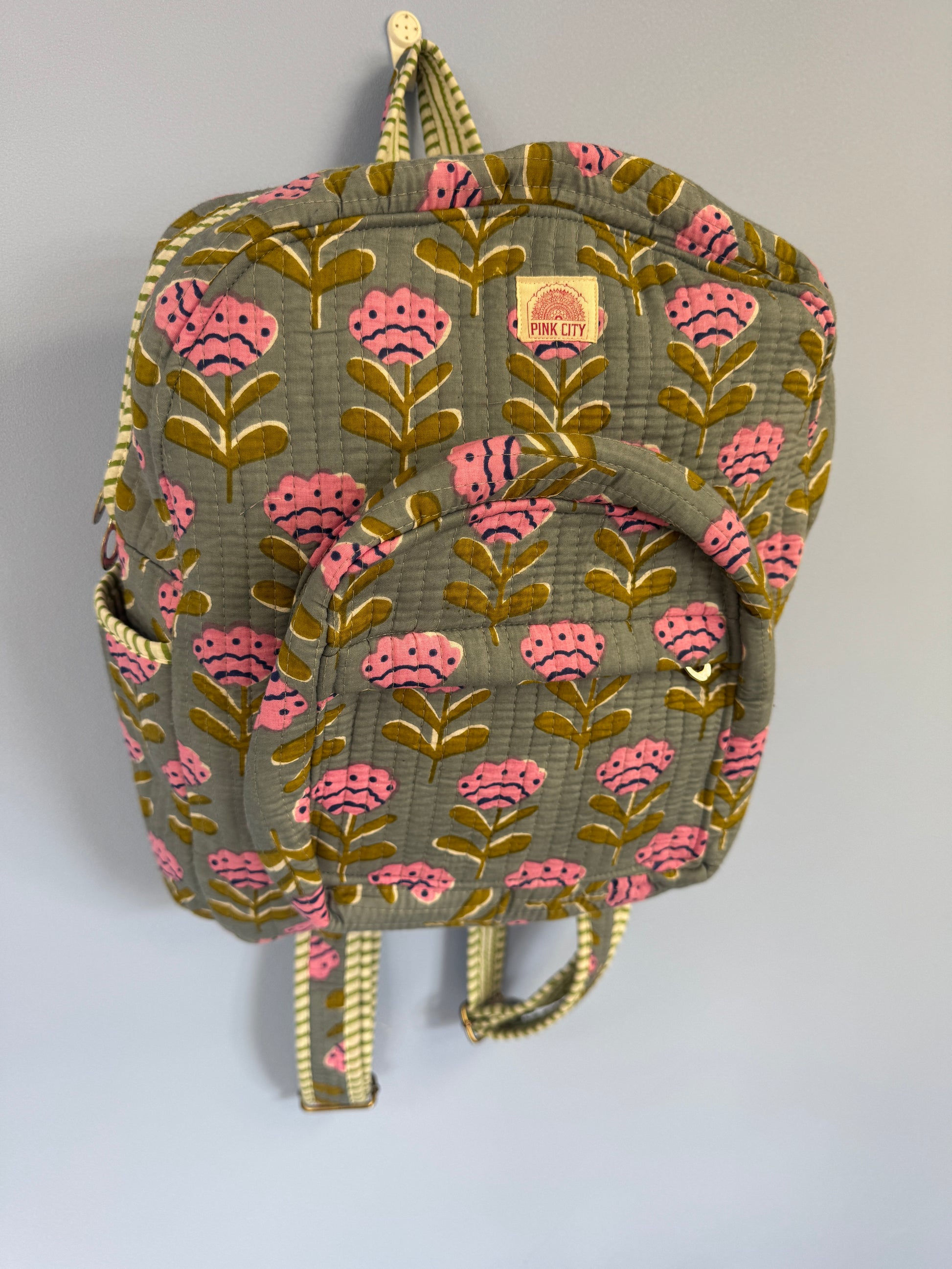 Grey and Lilac Poppy Backpack  image 1