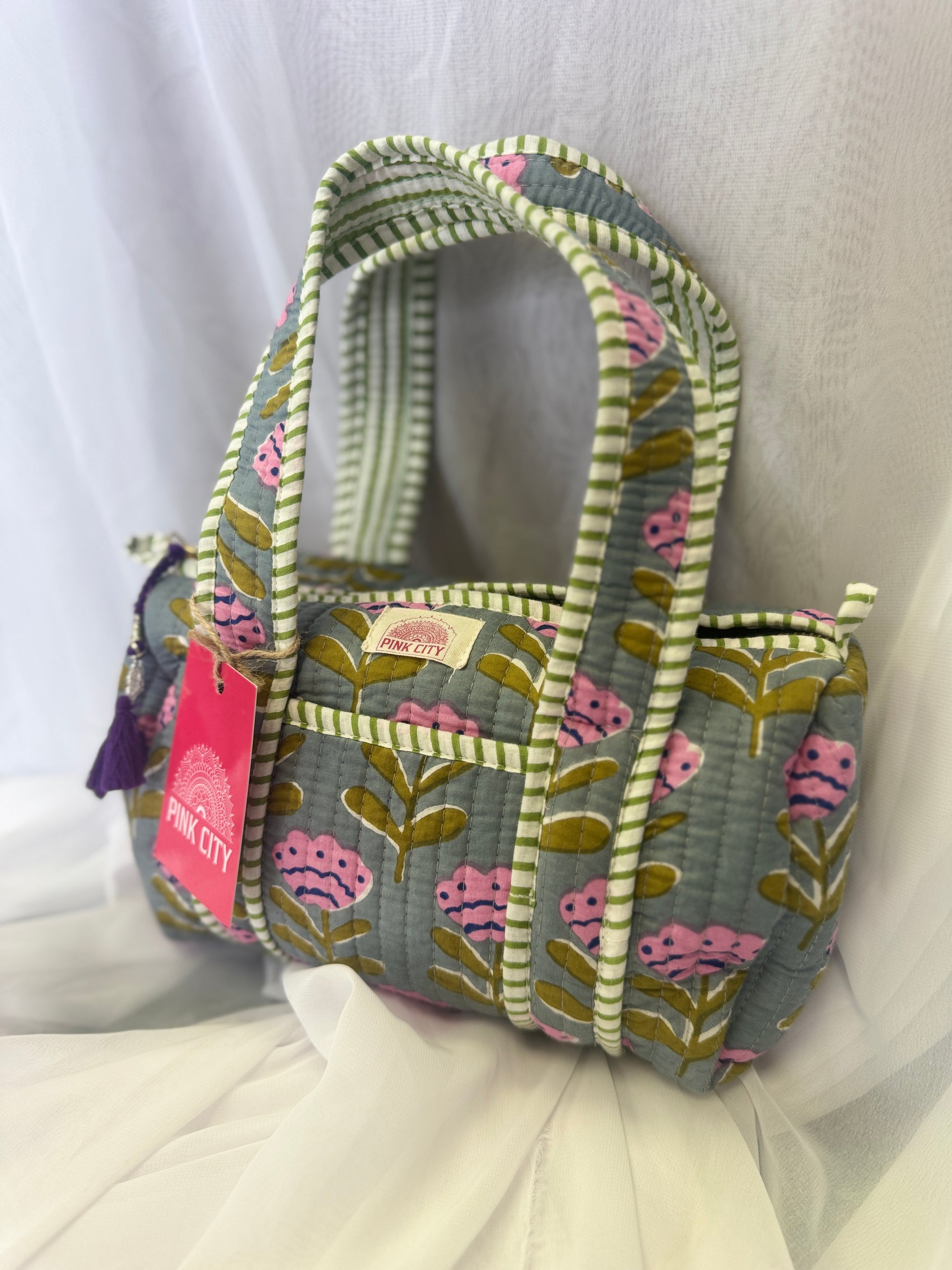 Mini Duffle - Grey & Pink Poppy  image 2