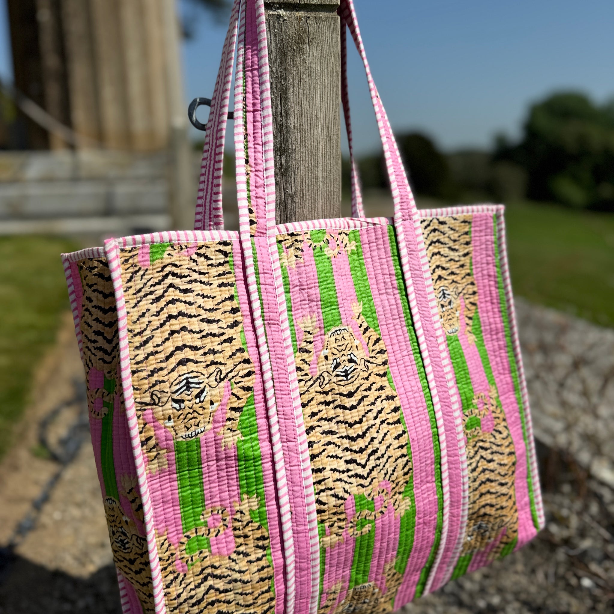 Pink Tibetan Tiger Reversible Tote image 0