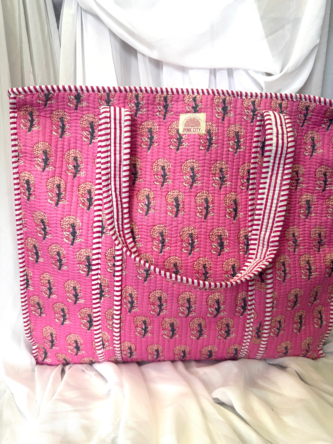Zipped Pink Floral Tote image 0