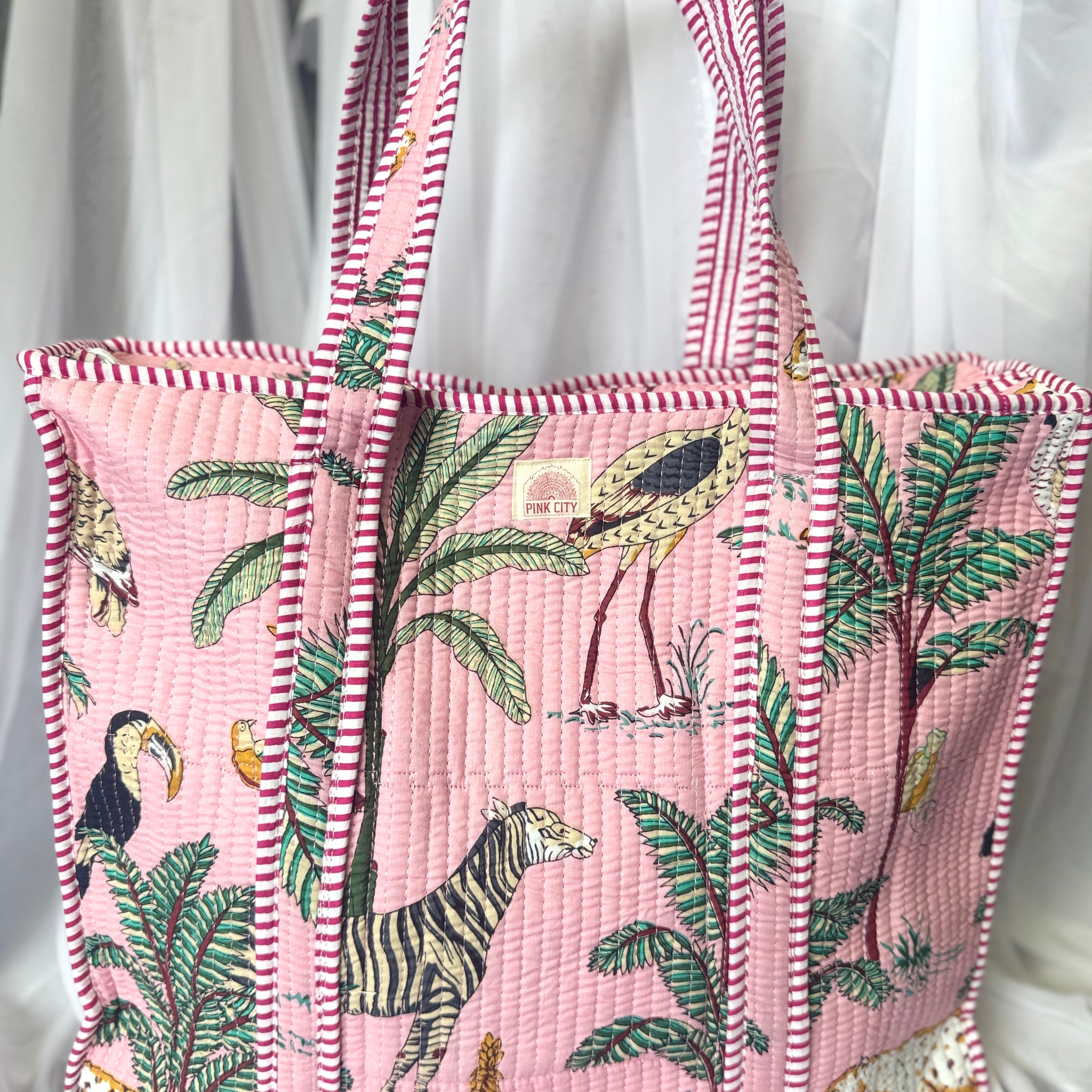 Zipped Pink Jungle Tote image 0