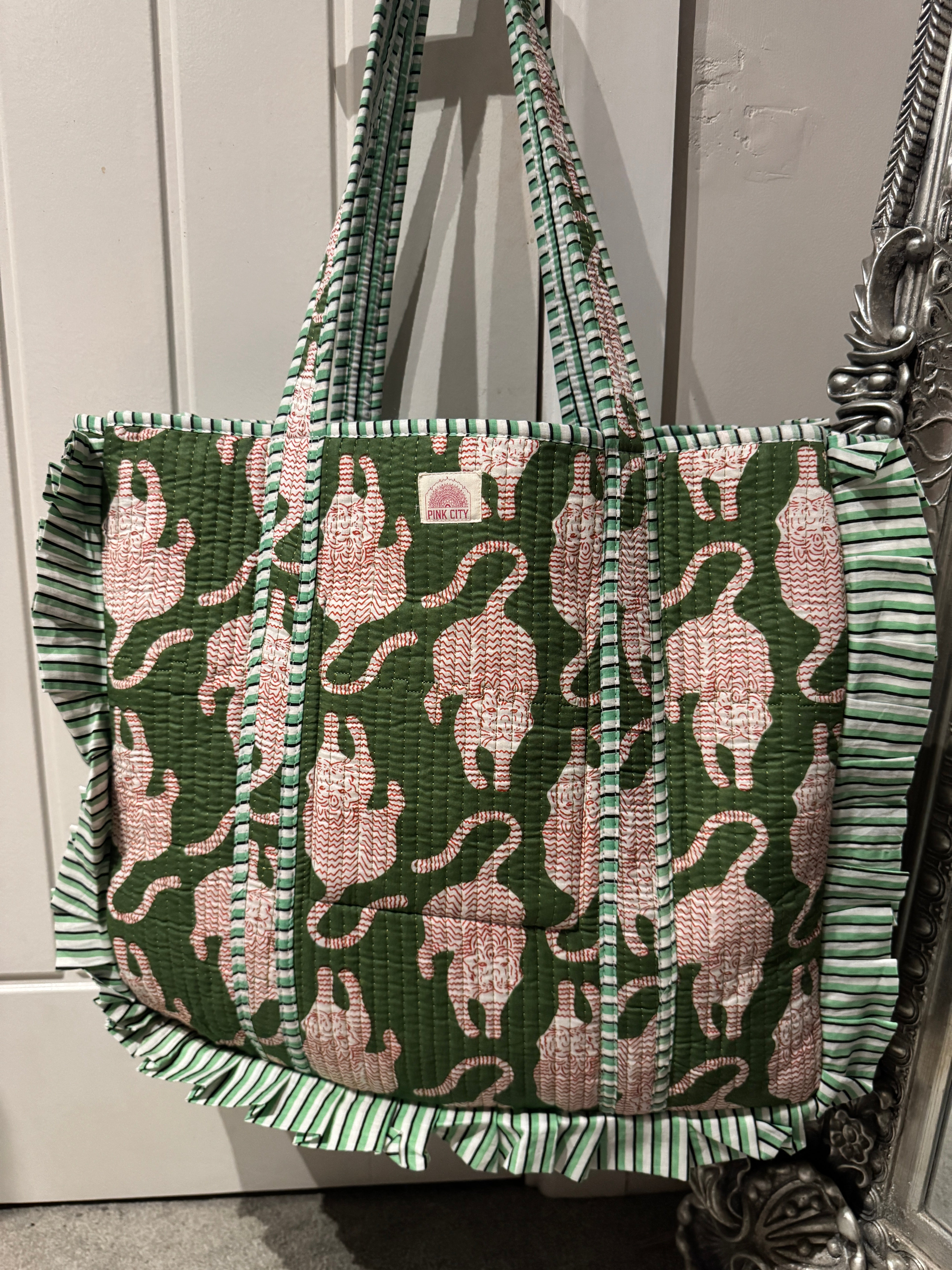 Olive Jungle Tiger Frill Tote  image 1