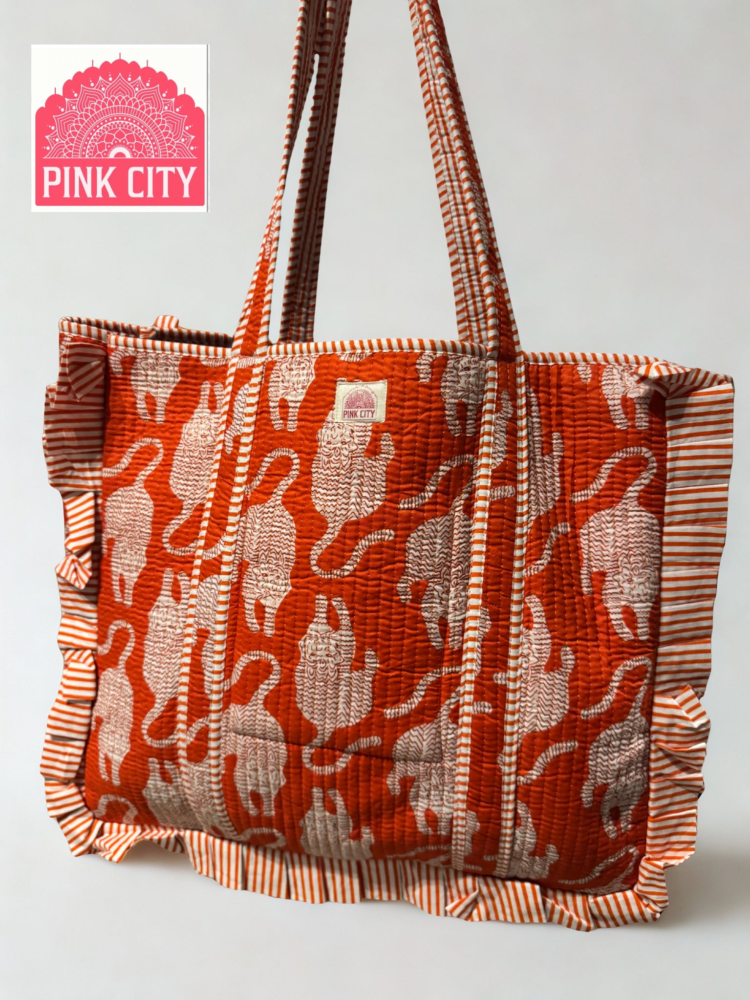 Pink City - Orange Flame Frill Tote