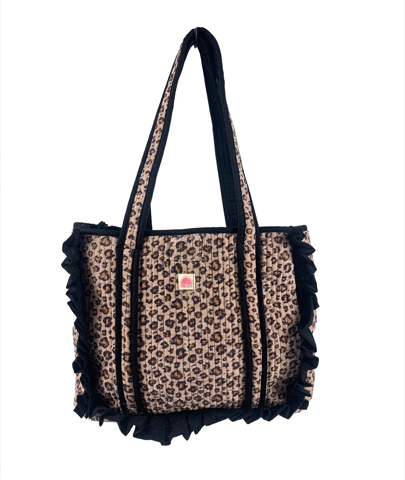 Velvet Leopard Frill Tote