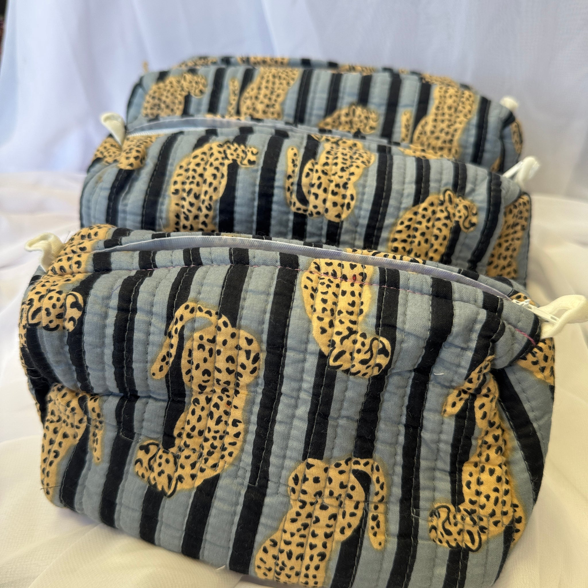 Trio Set - Light Blue Cheetah Washbags image 0