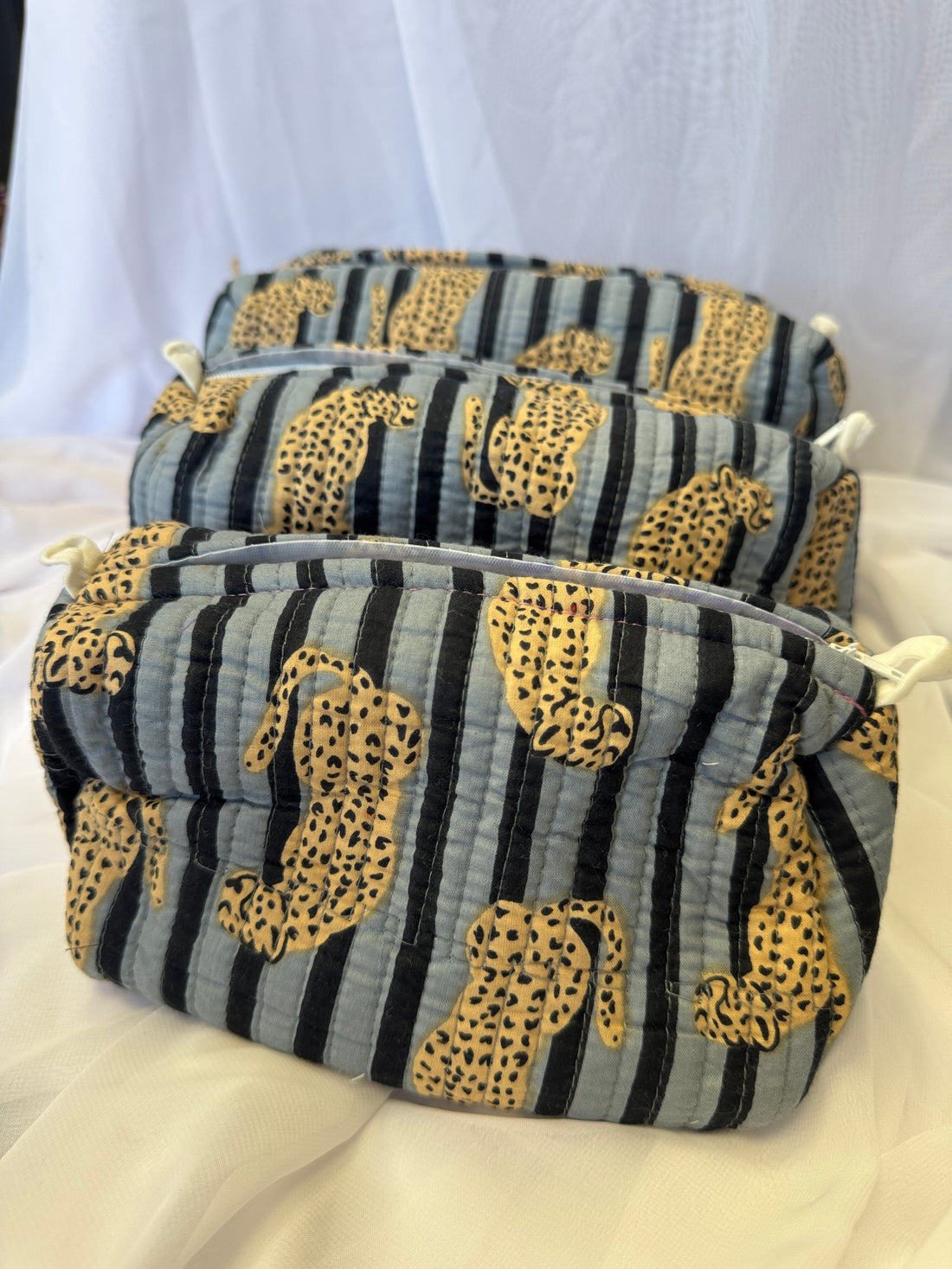 Trio Set - Light Blue Cheetah Washbags image 0