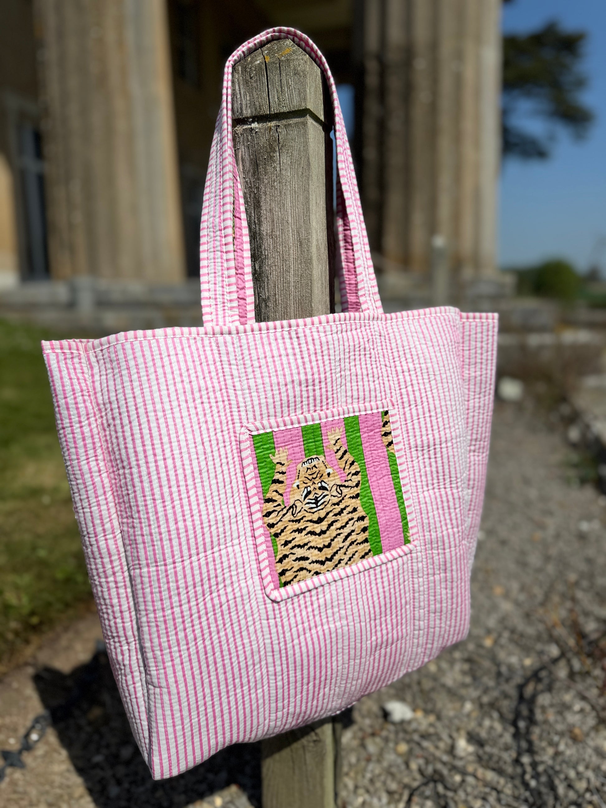 Pink Tibetan Tiger Reversible Tote image 1