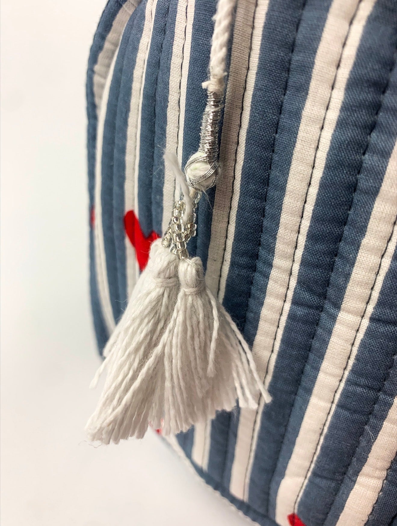 Blue Stripe Heart Set of 3 Washbags