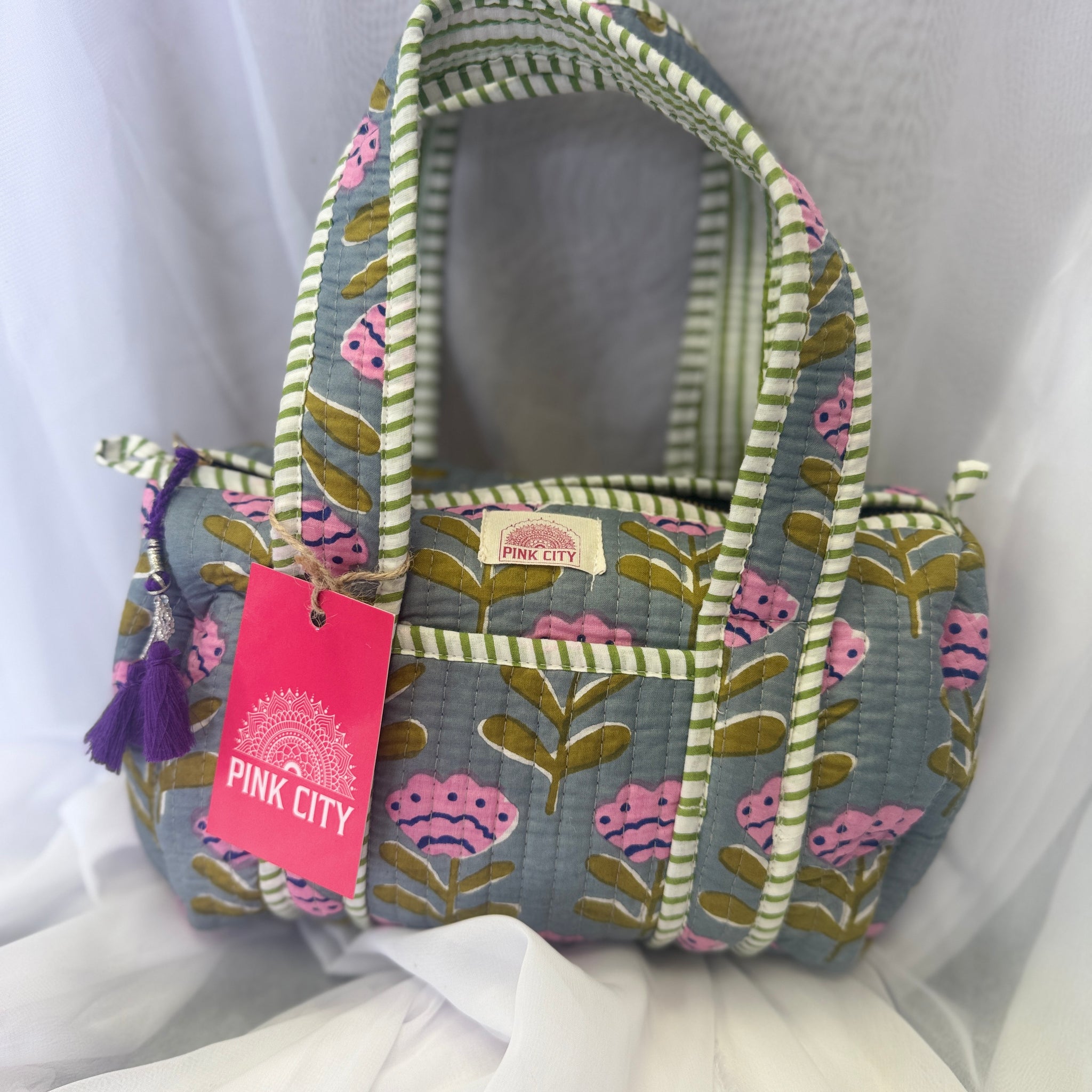 Mini Duffle - Grey & Pink Poppy  image 0
