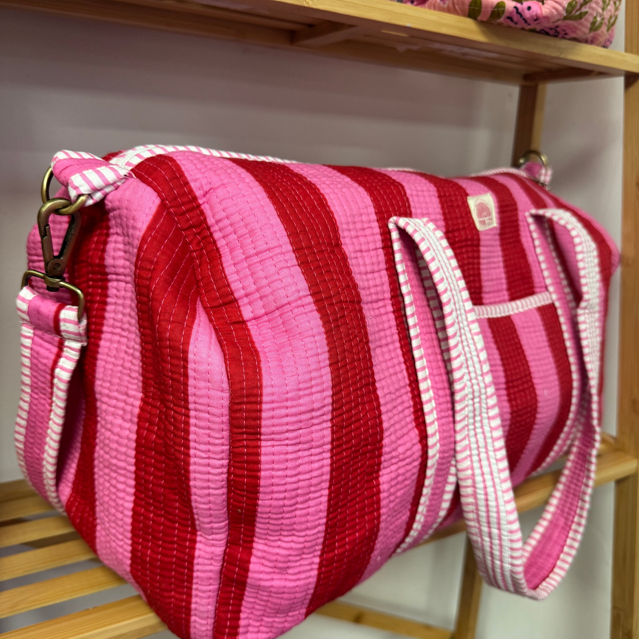 Pink & Pink Striped weekend bag  image 0
