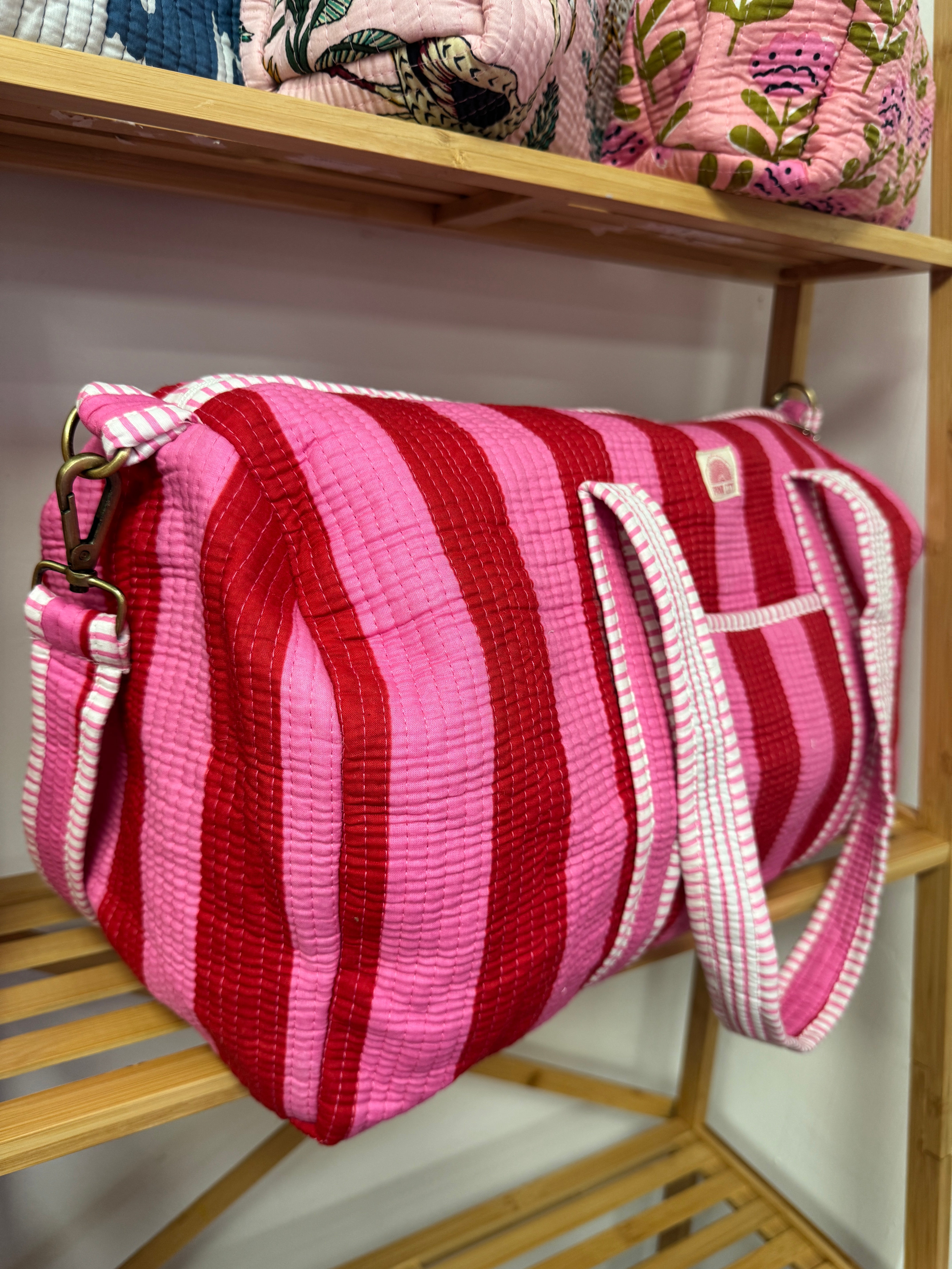 Pink & Pink Striped weekend bag  image 0
