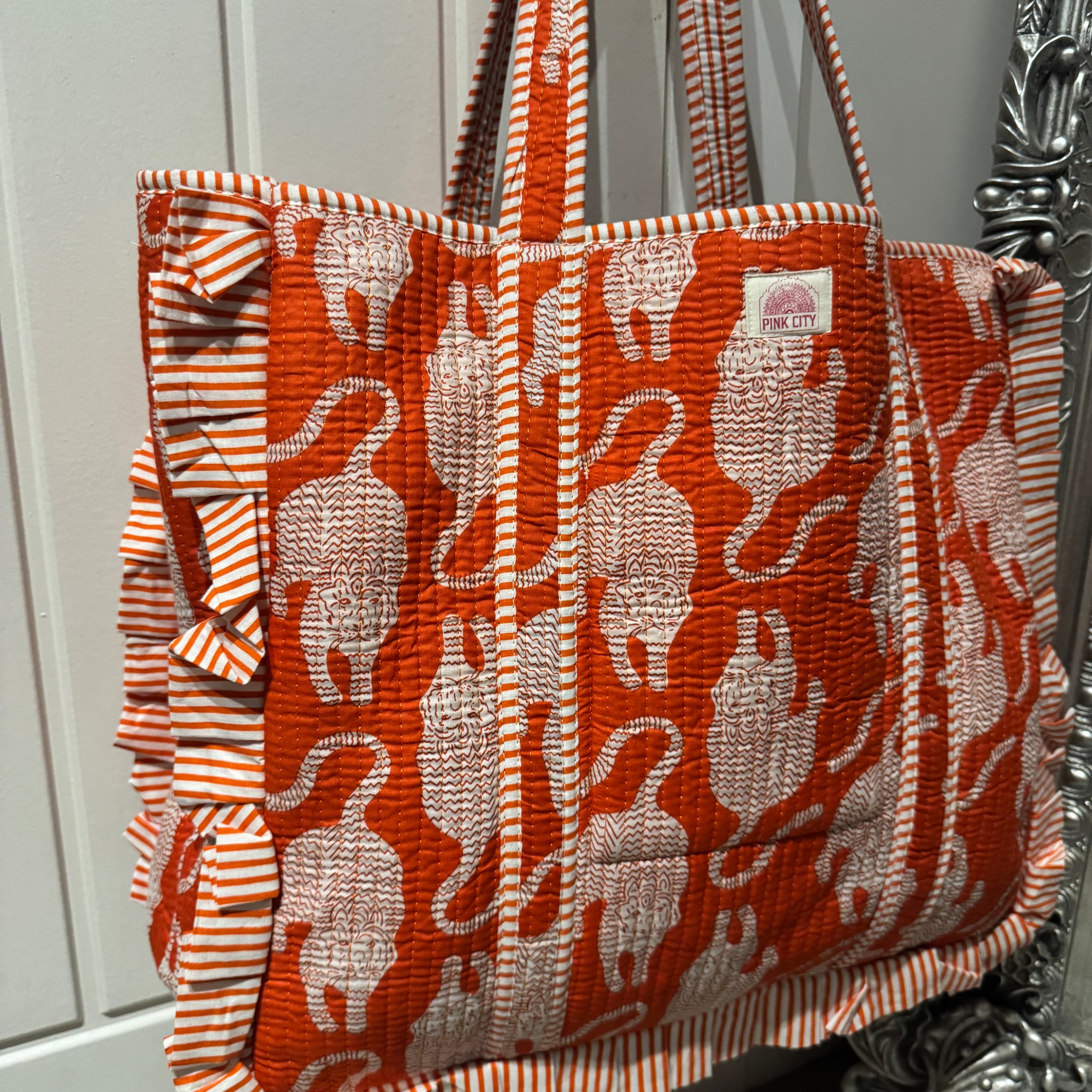 Orange Flame Tiger Frill Tote  image 0