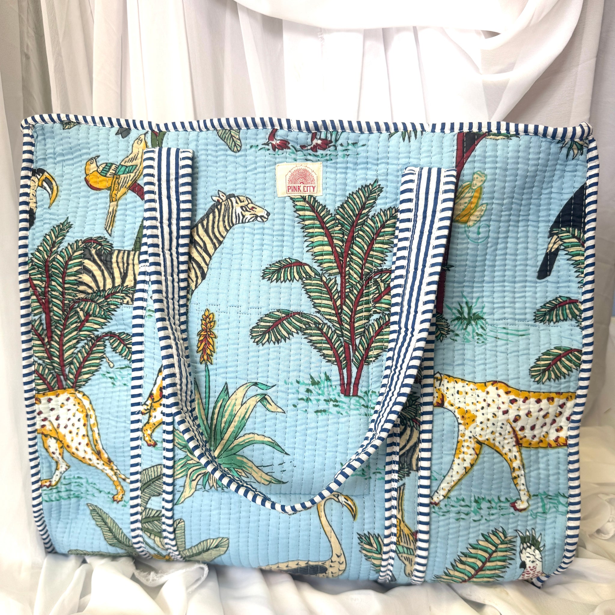 Zipped Blue Jungle Tote image 0
