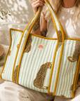 Sage Leopard Large Tote