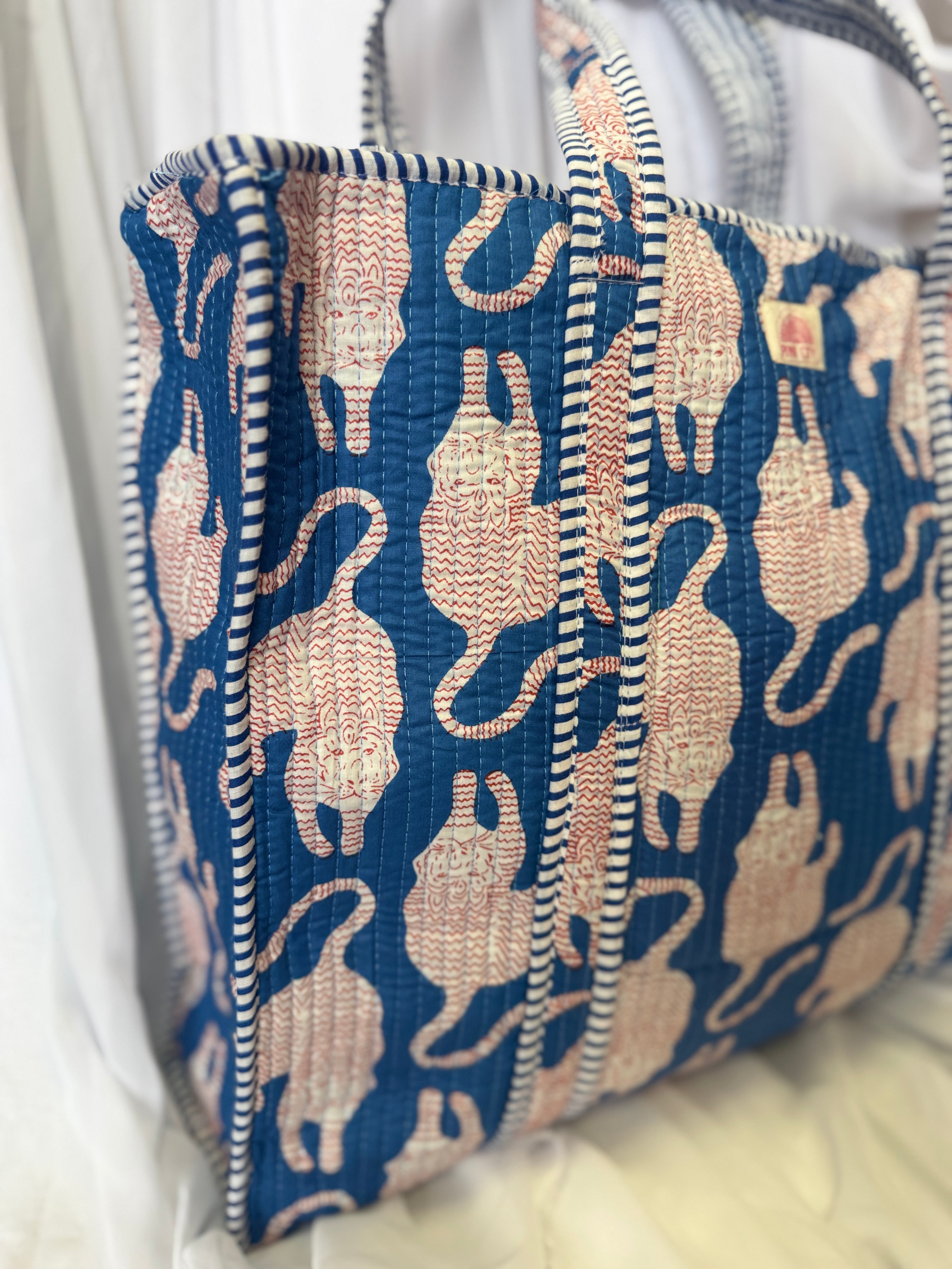 Zipped Blue Flame Tiger Tote image 1