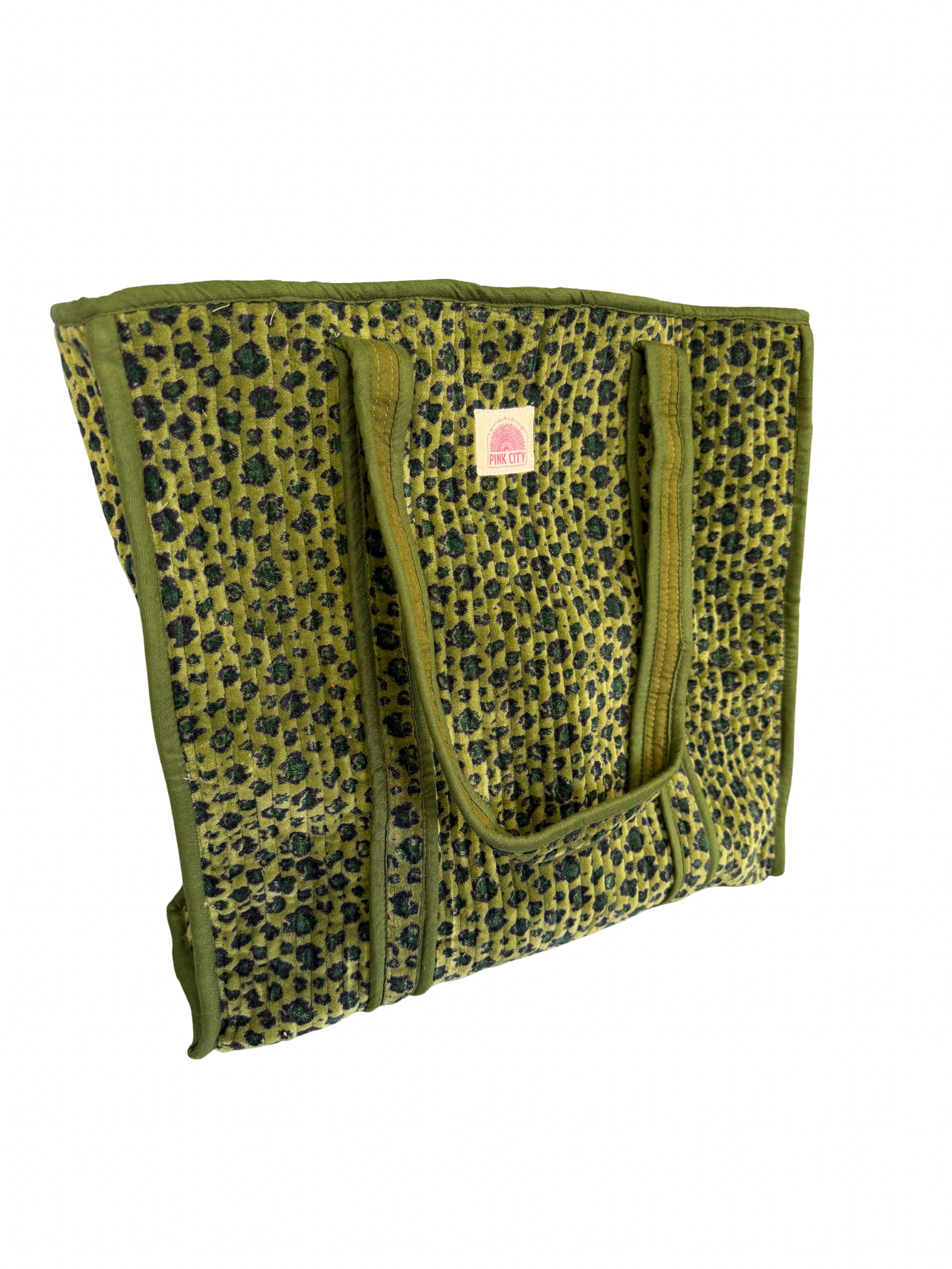 Velvet Green Leopard Tote