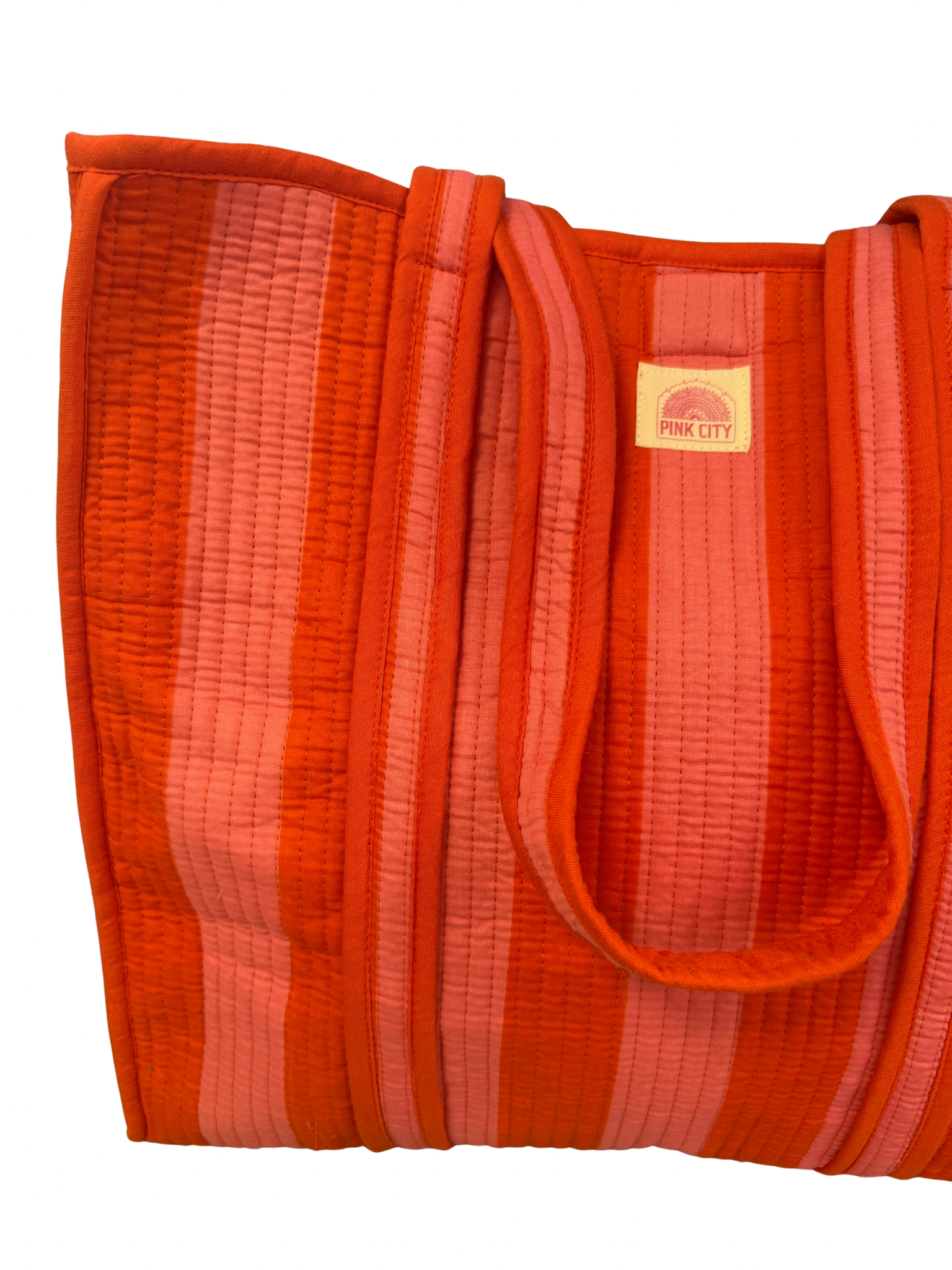 Orange and Pink Stripe Tote Bag
