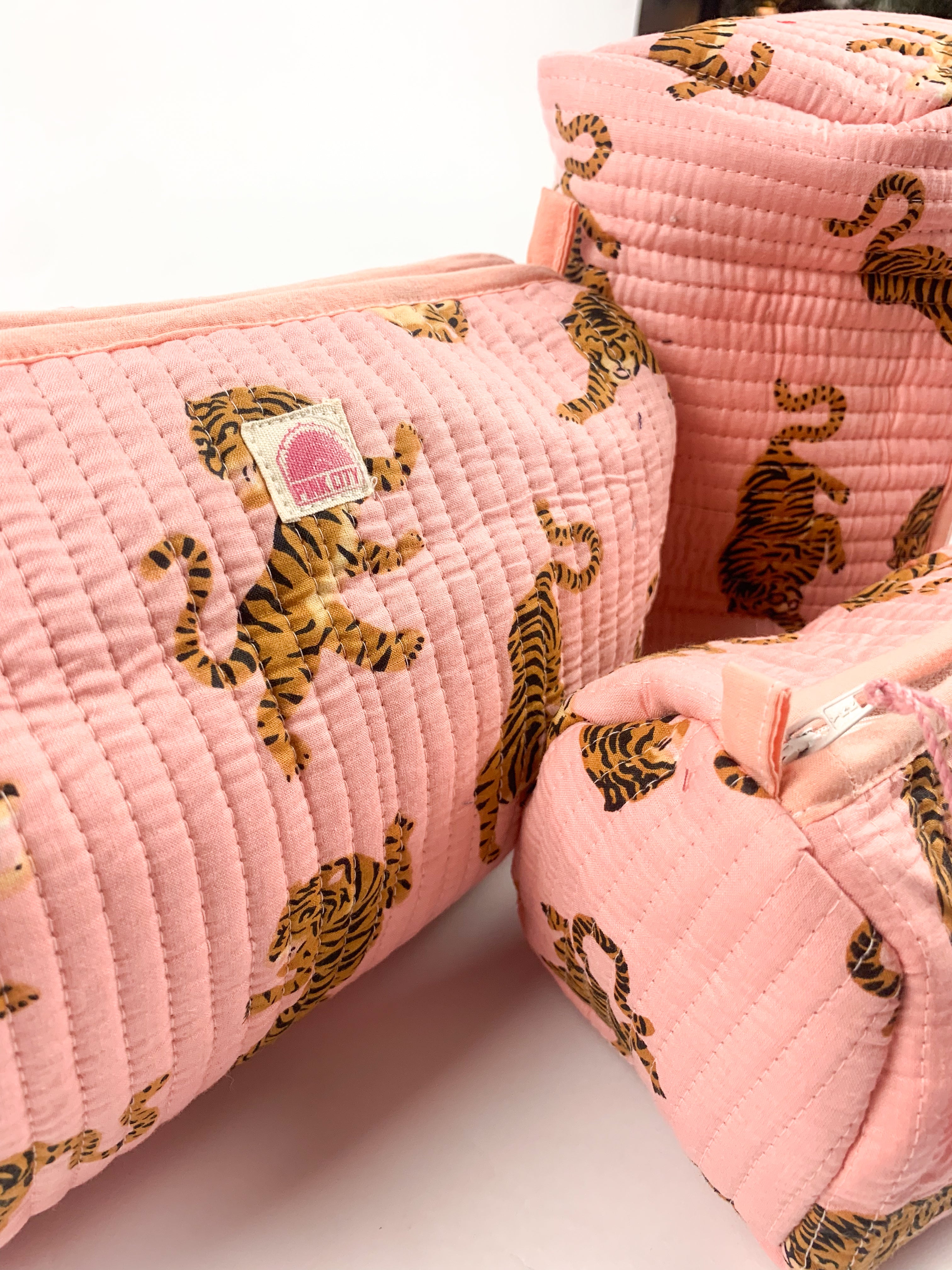 Pink Tiger set of 3 washbags