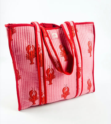 Pink & Red Lobster Tote Bag