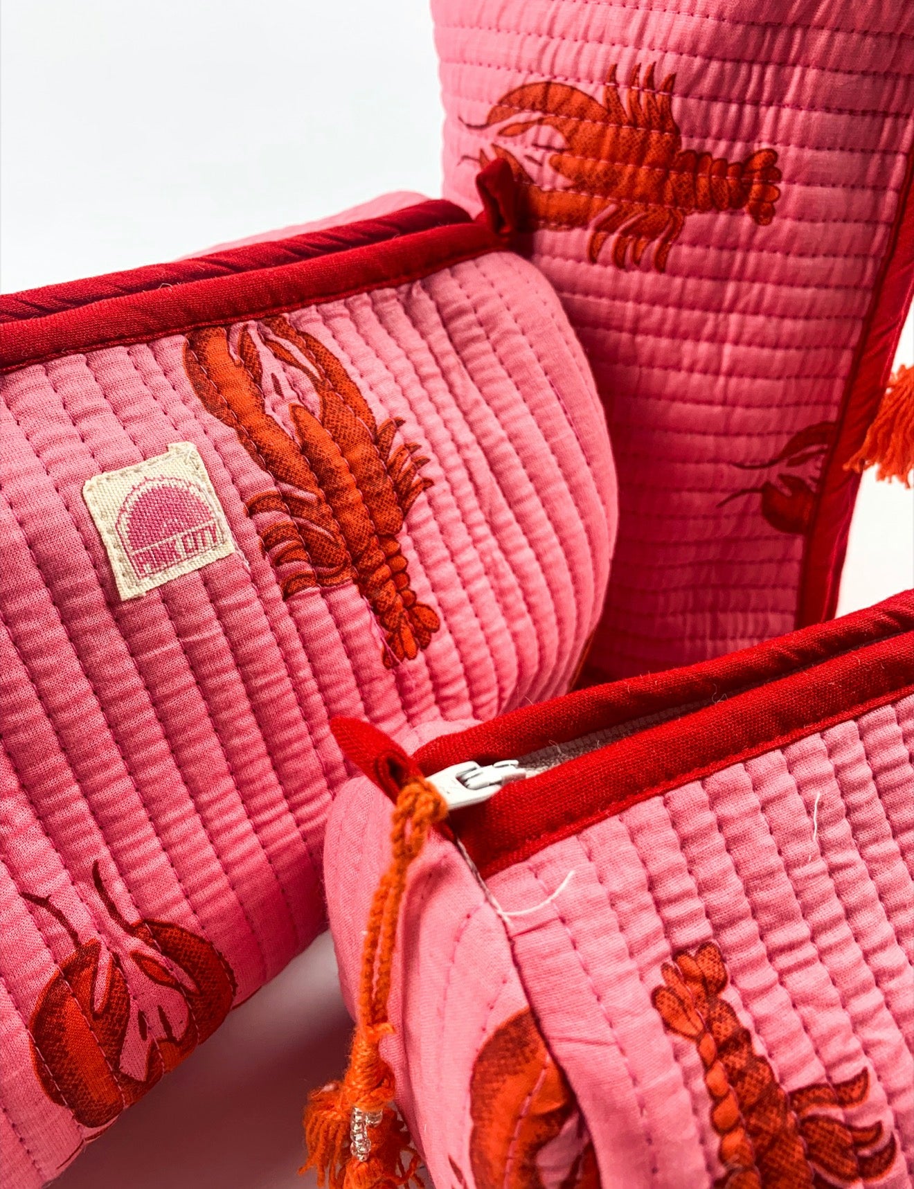 Pink Lobster Set of 3 Washbags