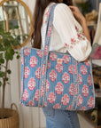 Zipped Blue Boota Midi Tote