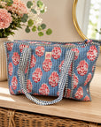 Zipped Blue Boota Midi Tote