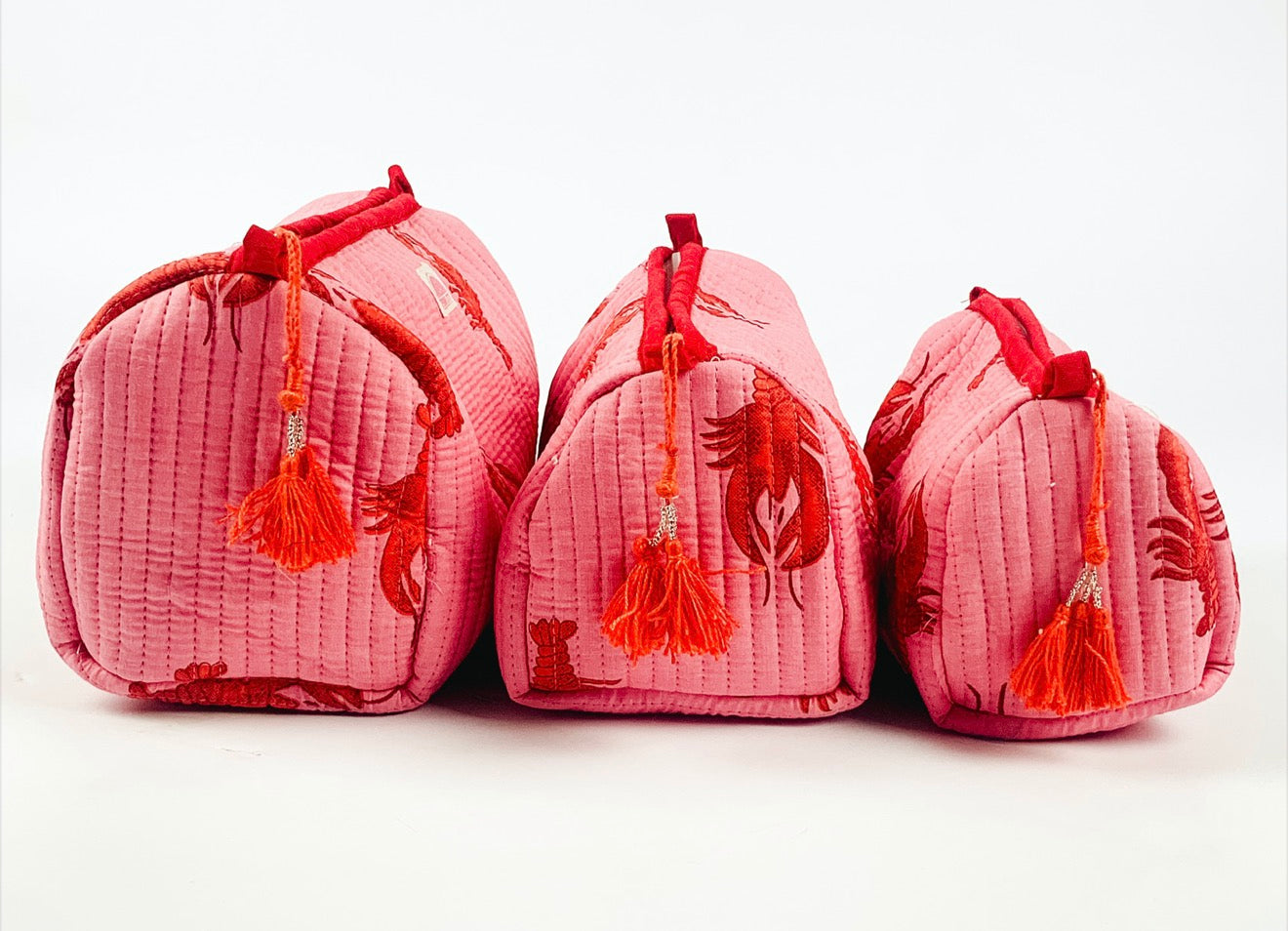 Pink Lobster Set of 3 Washbags