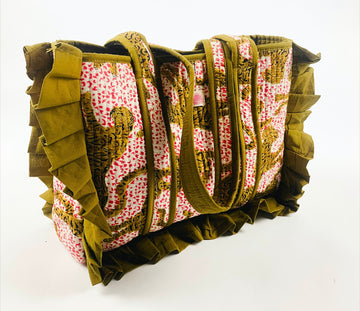 Red Spot Leopard Frill Tote