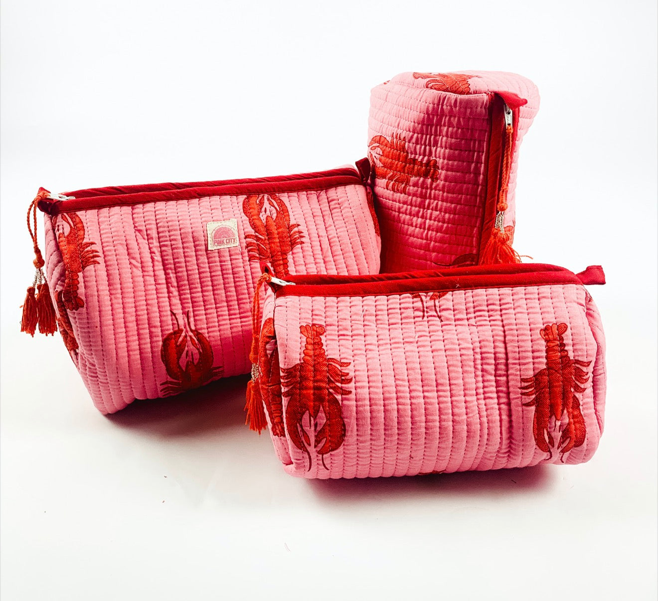 Pink Lobster Set of 3 Washbags