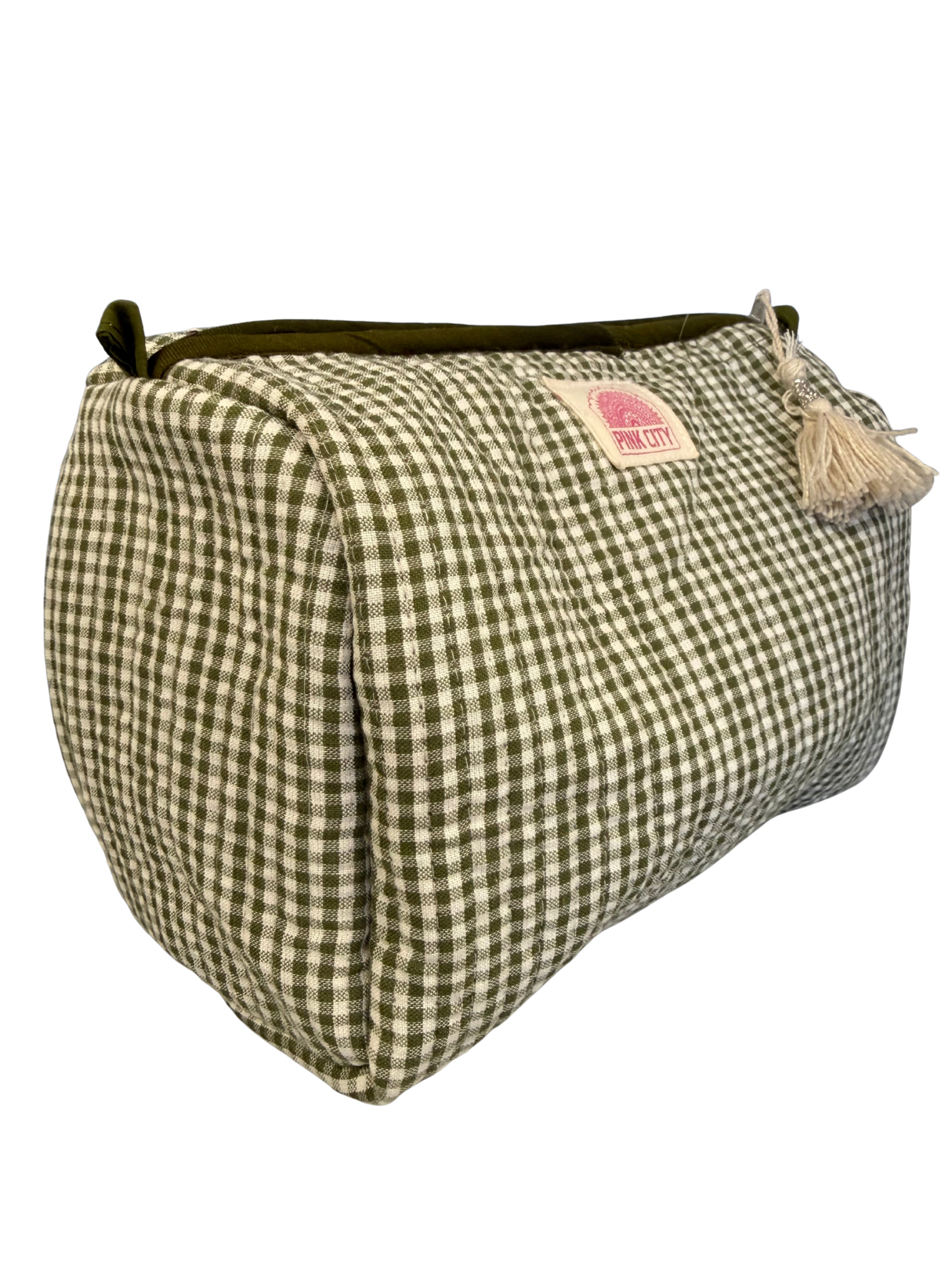 Green Gingham Set Of 3 Washbags