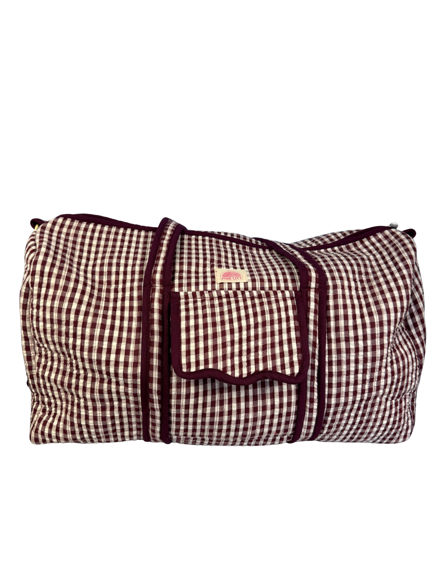 PRE ORDER Burgundy Gingham Weekend Bag