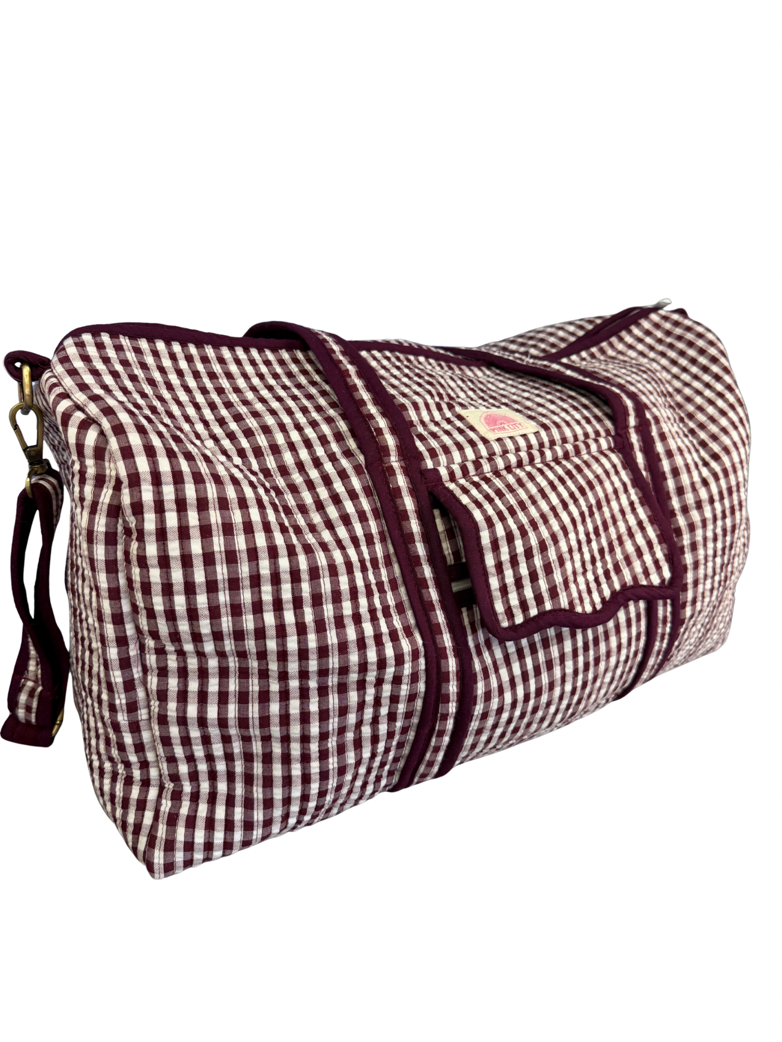 PRE ORDER Burgundy Gingham Weekend Bag